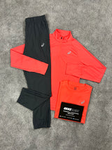 Asics 3 Piece Quarter Zip Coral Pink Tracksuit