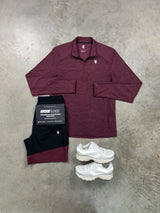 YELIR World Half Zip Burgundy Black Mens Set
