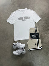 YELIR World White Beige Cream Mesh Mens Set