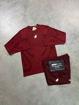 Asics Seamless Long Sleeve Burgundy Red Mens Set