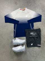 Asics Seamless Long Sleeve Cream Navy Grey Mens Set