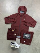 Asics 3 piece Shell Sports Run Burgundy Red Mens Set
