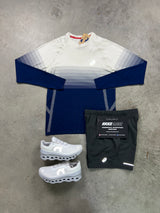 Asics Seamless Long Sleeve Cream Navy Grey Mens Set