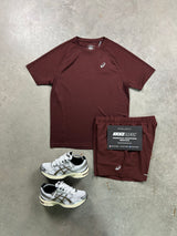 Asics Sports Run Burgundy Red Mens Set