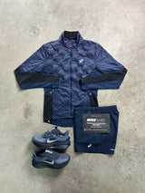 Asics Road Padded Navy Jacket Mens Set