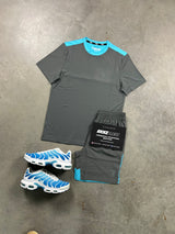Griid Pulse Grey Aqua Blue Mens Set
