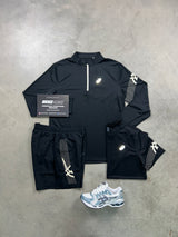 Asics Icon 3 Piece Half Zip Black Mens Set