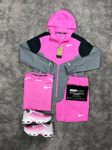 Nike 3 Piece Windrunner Hyper Black Pink Mens Set