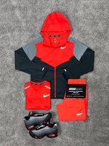 Nike 3 Piece Windrunner Crimson Red Black Mens Set