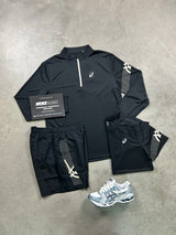 Asics Icon 3 Piece Half Zip Black Mens Set