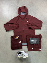Asics 3 piece Shell Sports Run Burgundy Red Mens Set