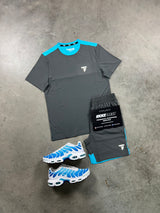 Griid Pulse Grey Aqua Blue Mens Set