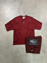 Asics Seamless Long Sleeve Burgundy Red Mens Set