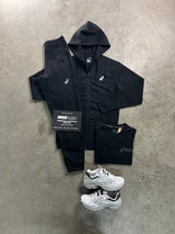 Asics 3 Piece Sports Zip Black Tracksuit