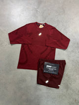 Asics Seamless Long Sleeve Burgundy Red Mens Set