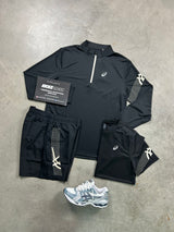 Asics Icon 3 Piece Half Zip Black Mens Set