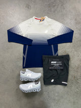 Asics Seamless Long Sleeve Cream Navy Grey Mens Set