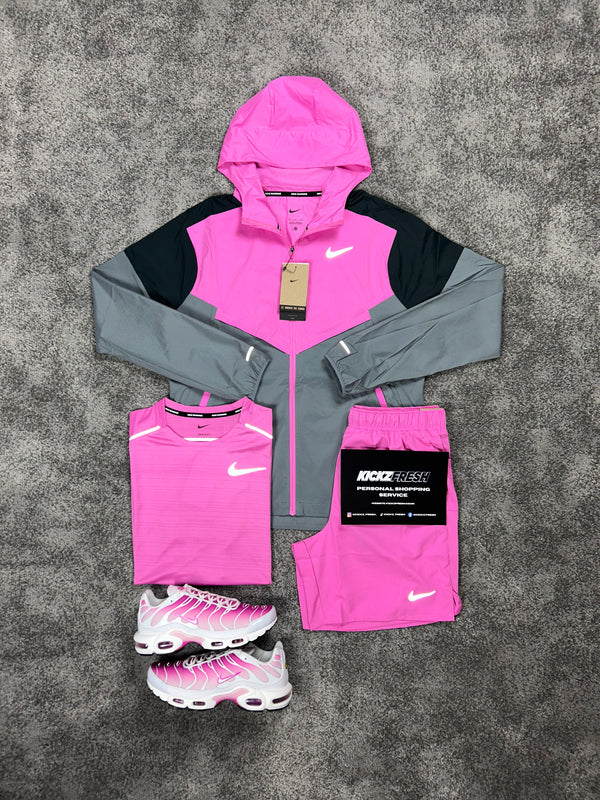 Nike 3 Piece Windrunner Hyper Black Pink Mens Set
