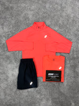 Asics 3 Piece Quarter Zip Coral Pink Mens Set