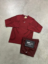 Asics Seamless Long Sleeve Burgundy Red Mens Set