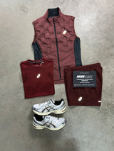 Asics 3 Piece Gilet Burgundy Seamless Mens Set