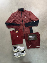 Asics 3 Piece Road Seamless Burgandy Mens Set