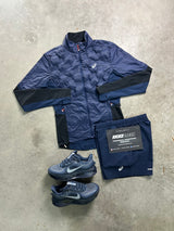 Asics Road Padded Navy Jacket Mens Set