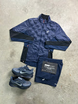 Asics Road Padded Navy Jacket Mens Set