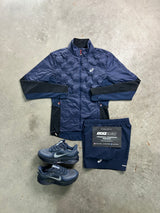 Asics Road Padded Navy Jacket Mens Set