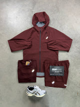 Asics 3 piece Shell Sports Run Burgundy Red Mens Set