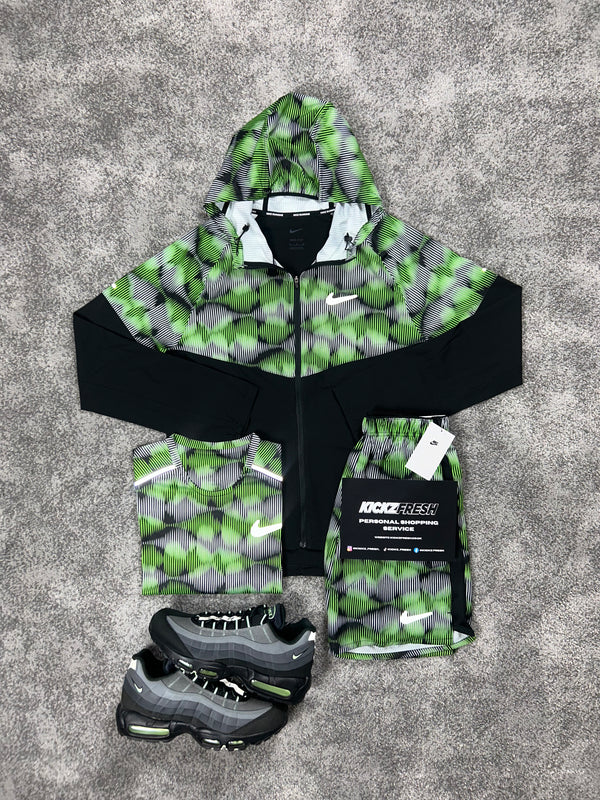 Nike 3 Piece Windrunner Soundwave Green Black Mens Set