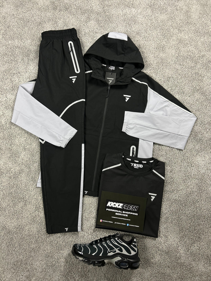 Griid 3 Piece Black Grey Reflect Tracksuit