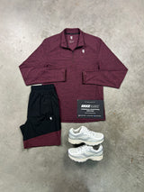 YELIR World Half Zip Burgundy Black Mens Set