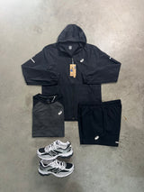 Asics 3 Piece Black Core Road Windrunner Mens Set