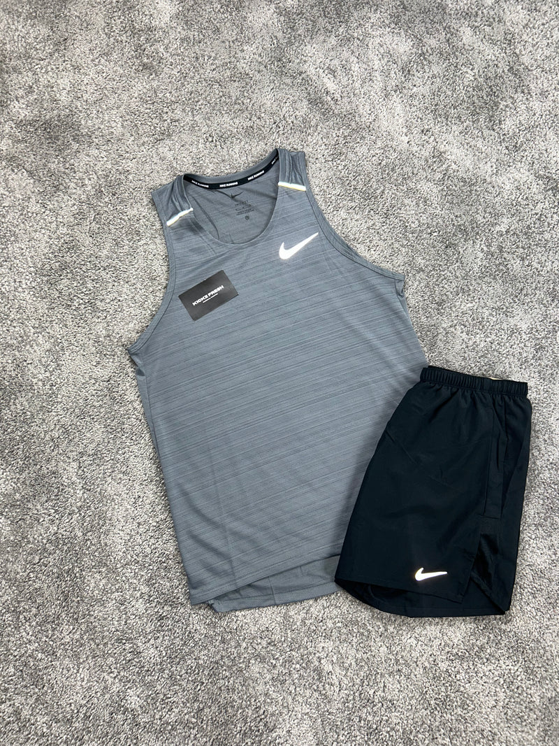 Nike Miler Vest Grey Mens Set