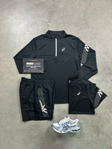 Asics Icon 3 Piece Half Zip Black Mens Set