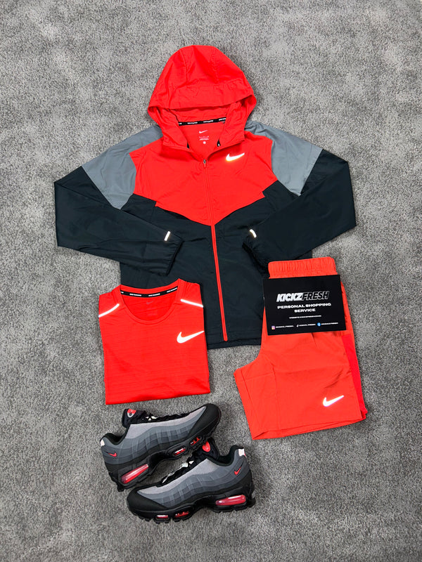 Nike 3 Piece Windrunner Crimson Red Black Mens Set
