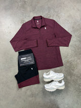 YELIR World Half Zip Burgundy Black Mens Set