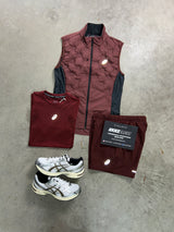 Asics 3 Piece Gilet Burgundy Seamless Mens Set