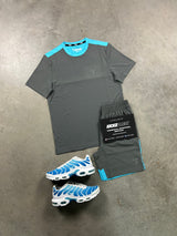 Griid Pulse Grey Aqua Blue Mens Set