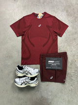 Asics Seamless Dark Burgundy Red Mens Set