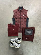 Asics 3 Piece Gilet Burgundy Seamless Mens Set