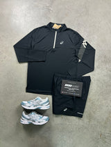Asics Icon Half Zip Black White Mens Set