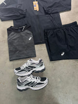 Asics 3 Piece Black Core Road Windrunner Mens Set