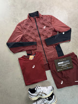 Asics 3 Piece Road Seamless Burgandy Mens Set