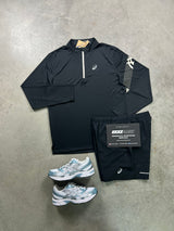 Asics Icon Half Zip Black White Mens Set