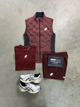 Asics 3 Piece Gilet Burgundy Seamless Mens Set