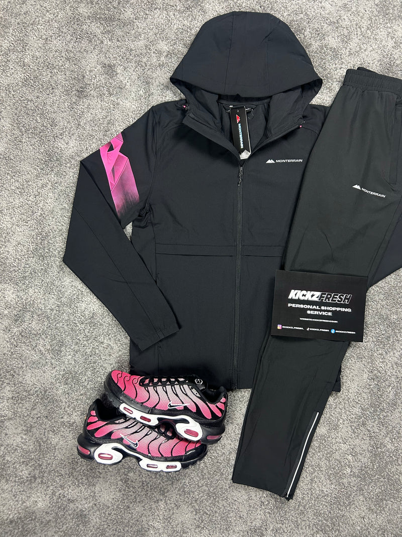 Monterrain Woven Black Pink Flash Tracksuit