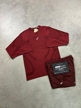 Asics Seamless Long Sleeve Burgundy Red Mens Set