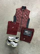 Asics 3 Piece Gilet Burgundy Seamless Mens Set